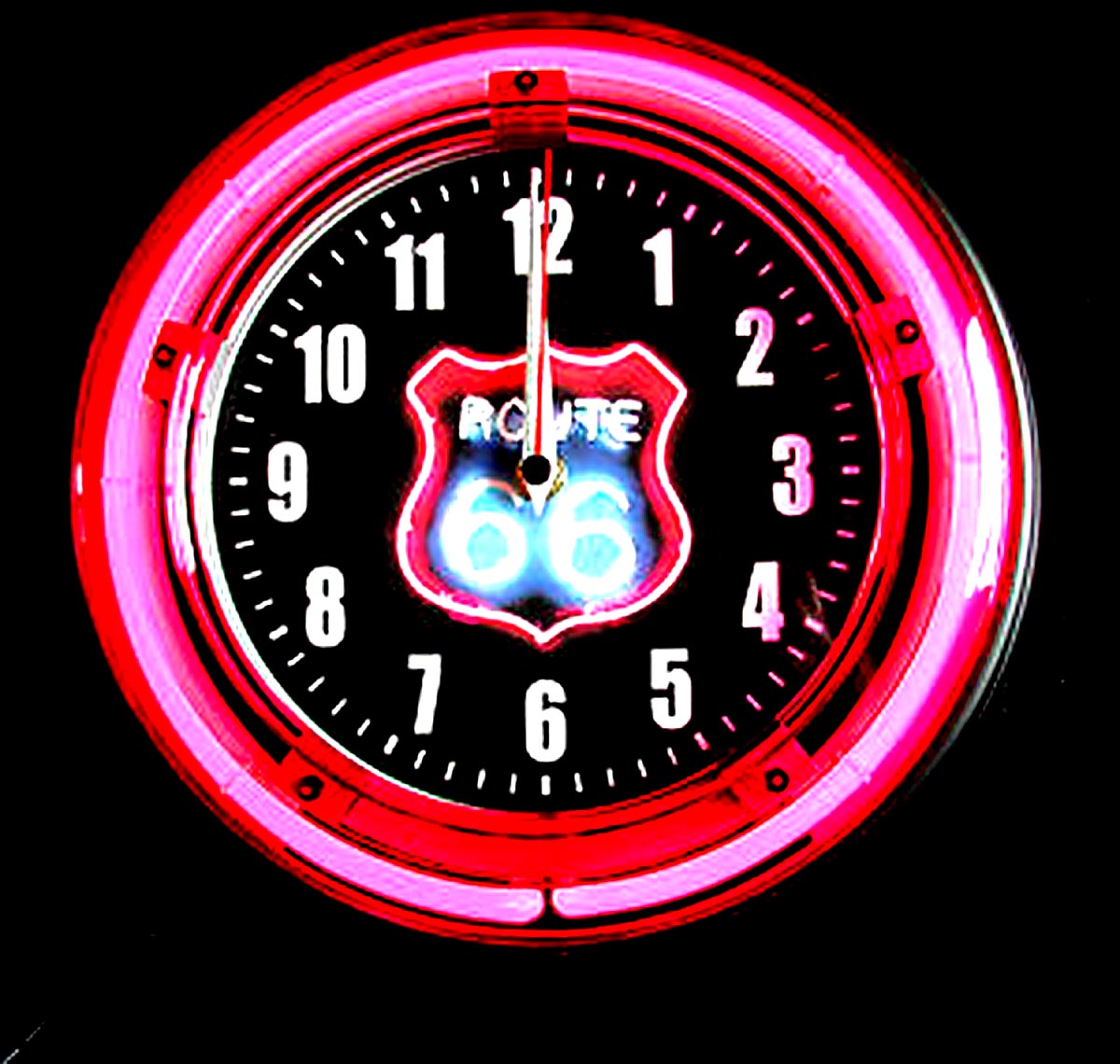 ROUTE 66 11" Blue Neon Wall Clocks 3 Route 66 Designs to Choose from!